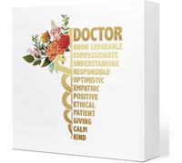 KOPUTE Doctor Office Wood Block Sign Desk Decor,Appreciation Graduation Gift ER Doctor Physician MD Medical Dr Med Student,Caduceus Symbol Wood Plaque Sign for Doctor 7 x 7 Inches