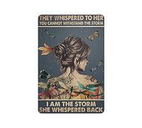 KOPUTE Dragonfly Decor tin sign, Girl You Cannot Withstand The Storm I Am The Storm She Whispered Back Wall Art,Retro style, farmhouse decoration,bar, restaurant, garage, tin sign 14x20cm