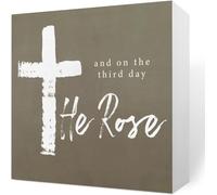 KOPUTE Easter Desk Rustic Christian Gift Idea Wood Box Sign Farmhouse Home Office Desk Cubicle Shelf Decor And On The Third Day He Rose 7 x 7 Inches