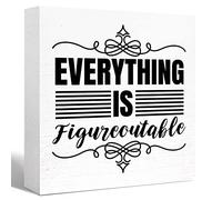 KOPUTE Everything is Figureoutable Desk Sign,Inspirational Office Wooden Block Signs Table Décor for Home Office Cubicle, Cheer Up Gifts for Coworker Employee 5 x 5 Inches