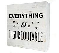 KOPUTE Everything is Figureoutable Wooden Box Sign with Saying Desk Decor Motivational Box Sign Wood Plaque Block Sign Rustic Art Home Office Decor 7 x 7 Inches