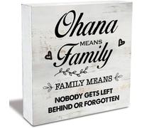 KOPUTE Family Quote Ohana Means Family Wood Box Sign Rustic Wooden Box Sign Farmhouse Home Living Room Desk Shelf Decor 5 x 5 Inches