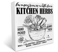 KOPUTE Farmhouse Kitchen Table Decor Wooden Box Sign, Herbs Kitchen Decor for Counter Summer Dining Room Table Decoration, Homegrown with Love Kitchen Herbs Wood Block Sign 7 x 7 Inches