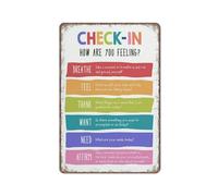 KOPUTE Feelings check in poster, Mental health poster, self care poster, mindfulness poster, therapist office decor, Retro Metal Poster Kitchen Garden Farm Home Decoration, tin sign 20X30cm