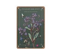 KOPUTE Forget Me Not Wall Art Print, True Love Flower Illustration Print,Vintage Style Wall Sign Wall Decor Gift for Mom, Dad, Friends Tin Sign 30 x 40cm