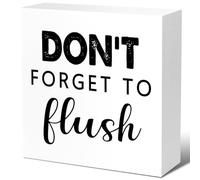 KOPUTE Funny Bathroom Wood Block Signs,Don't Forget to Flush Wooden Box Sign for Bathroom Shelf Toilet Restroom Home Tabletop Desk Decor,Rustic Bathroom Sign Decor 7 x 7 Inches