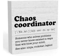 KOPUTE Funny Chaos Coordinator Definition Sign, Home Office Desk Decor for Wo, Shelf Cubicle Table Decor Appreciation Thank You Gifts for Coworkers Boss 5 x 5 Inches