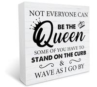 KOPUTE Funny Not Everyone Can Be The Queen Wood Box Sign Decor Sarcastic Wooden Box Signs with Sayings Desk Decoration Home Living Room Office Desk Shelf Decor Sign 7 x 7 Inches