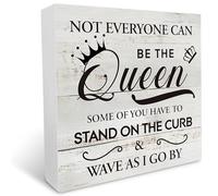 KOPUTE Funny Not Everyone Can Be The Queen Wooden Box Sign Desk Decor Rustic Sarcasti Wood Block Plaque Box Sign for Home Living Room Office Shelf Table Decoration 7 x 7 Inches