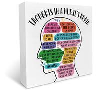 KOPUTE Funny Nurse Gifts, Nurses W irthday, Graduation Gifts for Nursing Students, Thoughts in A Nurse's Brain, Wooden Box Sign Desk Decor 5 x 5 Inches