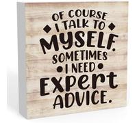 KOPUTE Funny of Course I Talk to Myself Sign, Home Office Desk Decor for Wo, Office Shelf Cubicle Table Decor Office Gifts for Coworkers 7 x 7 Inches