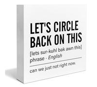 KOPUTE Funny Office Desk Sign Decor Let's Circle Back on This Definition Square Wood Sign Desk Decoration Office Wood Block Box Sign 7 x 7 Inches