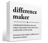 KOPUTE Funny Office Quote Wood Block Sign Difference Maker Definition Wood Box Sign Desk Decor,Inspirational Sign for Home Office Shelf Table Desk 5 x 5 Inches