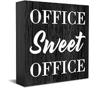 KOPUTE Funny Office Sign Office Decor Desk Decor Wooden Box Sign Rustic Black Wood Block Plaque Box Sign for Coworker Boss Office Coworker Gift Office Sweet Office Sign 7 x 7 Inches