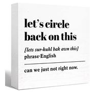 KOPUTE Funny Office Wood Box Sign Let's Circle Back On This Definition Wooden Block Sign Humorous Office Desk Décor for Home Office Cubicle Table Décor, 5 x 5 Inches