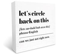 KOPUTE Funny Office Wood Box Sign Let's Circle Back On This Definition Wooden Block Sign Humorous Office Desk Decor for Home Office Cubicle Table Decor 7 x 7 Inches