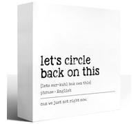 KOPUTE Funny Office Wooden Box Sign,Humorous Office Desk Decor,Sarcastic Wood Signs,Let's Circle Back On This Definition Wood Block Sign 5 x 5 Inches