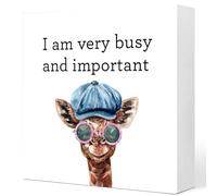 KOPUTE Funny Office Wooden Box Sign,Sarcastic Office Signs,Humorous Office Signs,Office for Work Desk,I am Very Busy and Important Wooden Block Sign Desk Decor 7 x 7 Inches