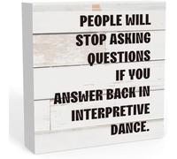 KOPUTE Funny People Will Stop Asking Question Sign, Home Office Desk Decor for Wo, Office Shelf Cubicle Table Decor Office Gifts for Coworkers 5 x 5 Inches