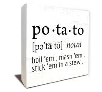 KOPUTE Funny Potato Decor, Potato Definition Counter Decor, Dining Table Centerpiece Wood Block Signs Decor for Home Kitchen Dining Room Table Decoration 5 x 5 Inches