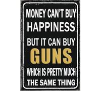 KOPUTE Funny Sarcastic Party Wall Art Decor Signs Money Cant Buy Happiness But It Can Tools Humorous Garage Home Bar Kitchen Coffee Man Cave Garage Wall Decor Art Tin Sign 8x12 Inch