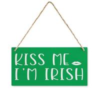 KOPUTE Funny St Patricks Day Decorations,Irish Theme Tiered Tray Decor,Kiss Me I'm Irish Wood Plaque Sign Farmhouse Wooden Plaque Decor Office Decor Sign Rustic Home Decoration 6X12 inch