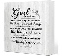 KOPUTE God Grant Me the Serenity to Accept The Things I Cannot Change Wooden Sign Desk Decor,Bible Verse Wood Block Sign Desk Decor for Christian Home Bedroom Girls Room Office Decor 7 x 7 Inches
