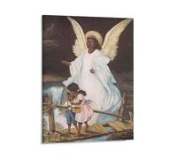 KOPUTE Guardian Angel with Child on Bridge African American Black Religion Poster Canvas Print Dining Room Decor, Bedroom Art, Wall Decor Living Room,Frameless 8x10inch