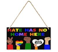 KOPUTE Hate Has No Home Here Equality Wooden Plaque,Equality Bundle,Human Equality,Inclusive Classroom Art,Farmhouse Wooden Plaque Decor Office Decor Sign Rustic Home Decoration 5X10 inch