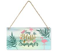 KOPUTE Hello Summer Wooden Plaque,Farmhouse Wooden Plaque Decor Office Decor Sign Rustic Home Decoration 5X10 inch