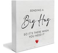 KOPUTE hip Gift Wooden Box Sign Sending a Big Hug So It's There When You Need It Desk Decorative Wooden Sign Home Decor for Desk 5 x 5 Inches