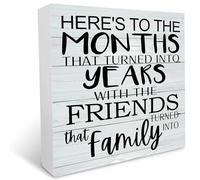 KOPUTE hip Wood Box Sign, Here's to the Months that Turned Into Years With the that Turned Into Family, Wood Plaque Table Art Sign, Tabletop Decor, Best Sign, 5 x 5 Inches