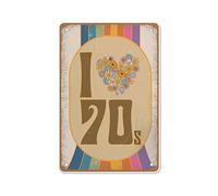KOPUTE Hippie 60s Decor, Retro 60s Home Decor, 70s Floral Pattern Print, 70s Wall Art, I Love 70s,Home Decor, Wall Decoration,tin Sign, Farmhouse Decoration, Gifts for Mom Dad, 14 x 20cm