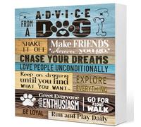 KOPUTE Humor Dog Wood Box Sign Desk Decor,Advice From a Dog Wood Block Plaque Sign Decoration Gifts for Dog Lover Home Farmhouse Living Room Bedroom Shelf Table Decor 7 x 7 Inches