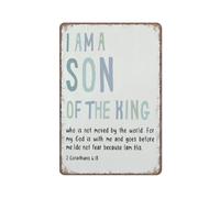 KOPUTE I Am A Son of The King Block Sign, Bible Verse Sign, 2 Corinthians 6:18 Scripture Decor Funny Metal Sign Poster for Kitchen Garden Bathroom Farm Home Coffee Decor Tin Sign,12x16 inches