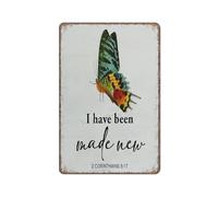 KOPUTE I Have Been Made New Bible Verse tin sign 2 Corinthians 5:17 Scripture Decorative Funny Metal Sign Poster Wall Art for Kitchen Garden Bathroom Farm Home Coffee Decor Tin Sign,8x12 inches