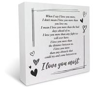 KOPUTE I Love You Most Wooden Box Sign Desk Decor, When I Say I Love You Wood Box Sign for Farmhouse Home Office Shelf Table Decoration Wedding Gift 5 x 5 Inches