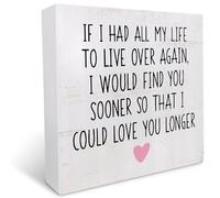 KOPUTE If I Had All My Life to Live Over Again I Would Find You Sooner Wood Box Sign Desk Decor,Romantic Couple Sign for Home Bedroom 5 x 5 Inches