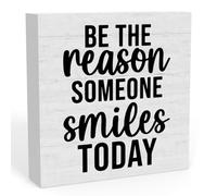 KOPUTE Inspirational Be the Reason Someone Smiles Today Sign, Home Office Desk Decor for Wo, Office Shelf Cubicle Table Decor Cheer Up Coworker Gifts for Boss Woman 7 x 7 Inches