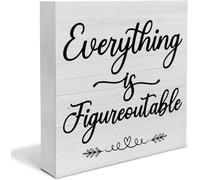 KOPUTE Inspirational Quote Everything is Figureoutable Wooden Box Sign Positive Desk Decorative Wooden Sign Home Office Decor for Desk 7 x 7 Inches