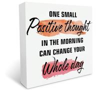 KOPUTE Inspirational Quotes Rustic Wooden Box Sign White Desk Decor Coworker Gift Wooden Block Sign for Home Office Farmhouse Bathroom Kitchen Living Room Desktop 7 x 7 Inches