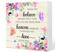 KOPUTE Inspirational Quotes Wooden Box Sign,Rustic Flower Butterfly When You Believe Beyond What Your Eyes Can See Motivational Wood Block Plaque Sign for Girls Bedroom Wo Office 5 x 5 Inches