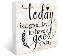 KOPUTE Inspirational Wood Sign, Today is a Good Day to Have a Good Day,Wood Box Sign Desk Decor, Office Desk Decor, Home Farmhouse Decor, Decor for Living Room 5 x 5 Inches
