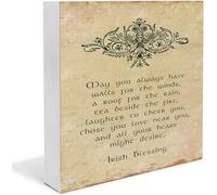 KOPUTE Irish Blessing Printable Sign,May you always have walls for the winds, a roof for the rain & tea beside the fire...Funny Bathroom Sign Bathroom Decor Desk Decor Wooden Box Sign 7 x 7 Inches
