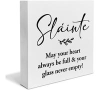 KOPUTE Irish Blessing Sign May Your Heart Always Be Full Wooden Box Sign Slainte Theme Desk Decorative Wooden Sign Home Kitchen Decor For Desk 5 x 5 Inches