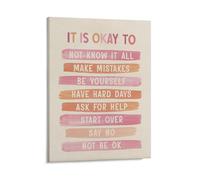 KOPUTE It Is Okay Pink Boho Poster, Pink Wall Decor, Inspirational Posters Wall Art with, Mental Health Wall Home Decoration,Bedroom Art, Wall Decor Living Room, Wall Art, Frameless 8x10inch