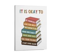 KOPUTE It Is Okay To Feel, Boho Classroom Decor, My Feelings, Classroom Poster, Educational Wall Art, Be Yourself, Home Decoration,Bedroom Art, Wall Decor Living Room, Wall Art, Frameless 12x16inch