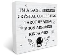 KOPUTE It's a Sage Burning Crystal Collecting Tarot Reading Moon Admiring Kinda Girl Wood Box Sign Decor Witchy Wooden Box Signs Desk Decoration Home Desk Shelf Decor Sign,5 x 5 Inches