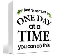 KOPUTE Just Remember One Day at a Time You can Do This Wood Block Sign Desk Decor,Motivational Reminder Wooden Box Plaque Sign Desk Decor for Home Office Workplace Shelf Table 5 x 5 Inches