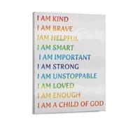 KOPUTE Kids Affirmation Canvas Wall Art, I Am Kind I AM A Child of God Inspirational Quote Canvas Wall Art Home Decoration,Bedroom Art, Wall Decor Living Room, Wall Art, Frameless 20x30inch